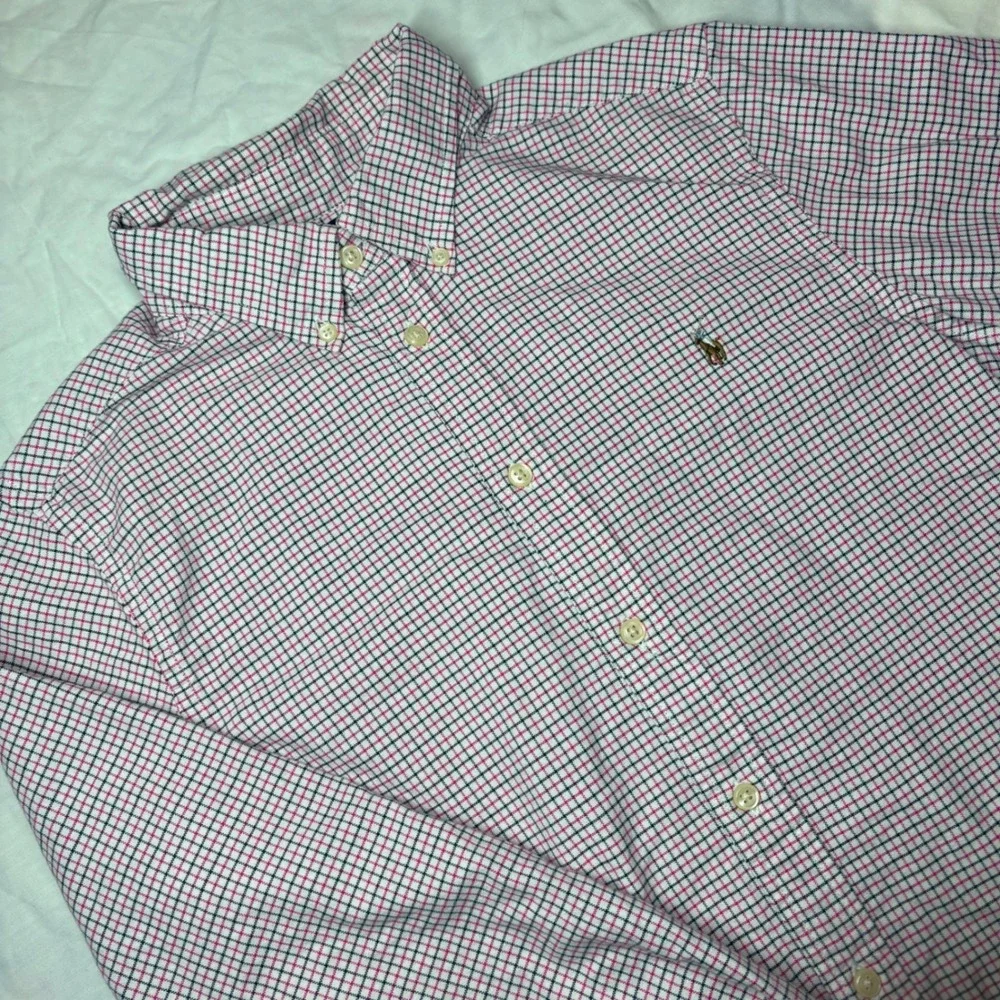 Ralph Lauren Boys‎ Pink Black White Plaid Button Down Shirt L 14-16 y323515973